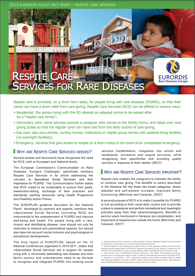 Respite Care Services for Rare Diseases
