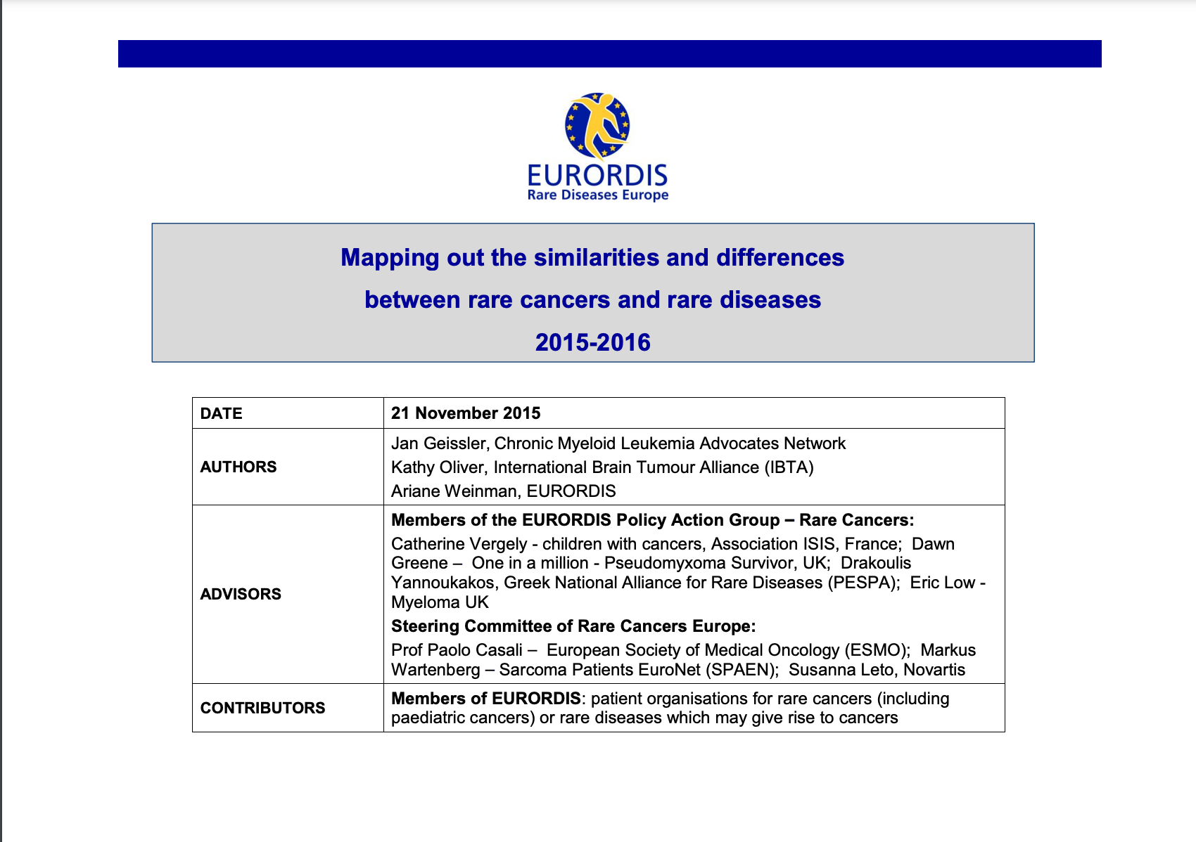 Rare Cancers and Rare Diseases: Similarities and Differences