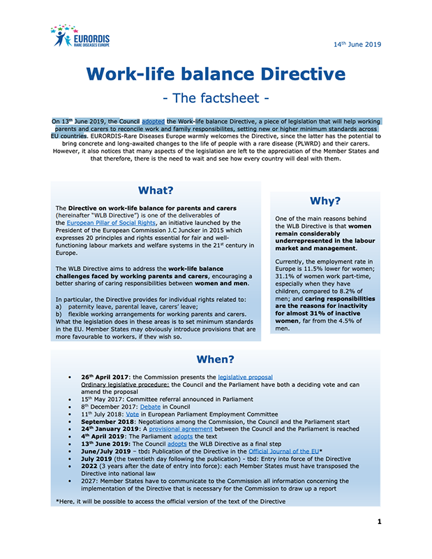 Work-life balance Directive fact sheet