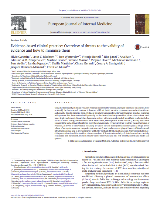 Article: Evidence-based clinical practice: Overview of threats to the validity of evidence and how to minimise them