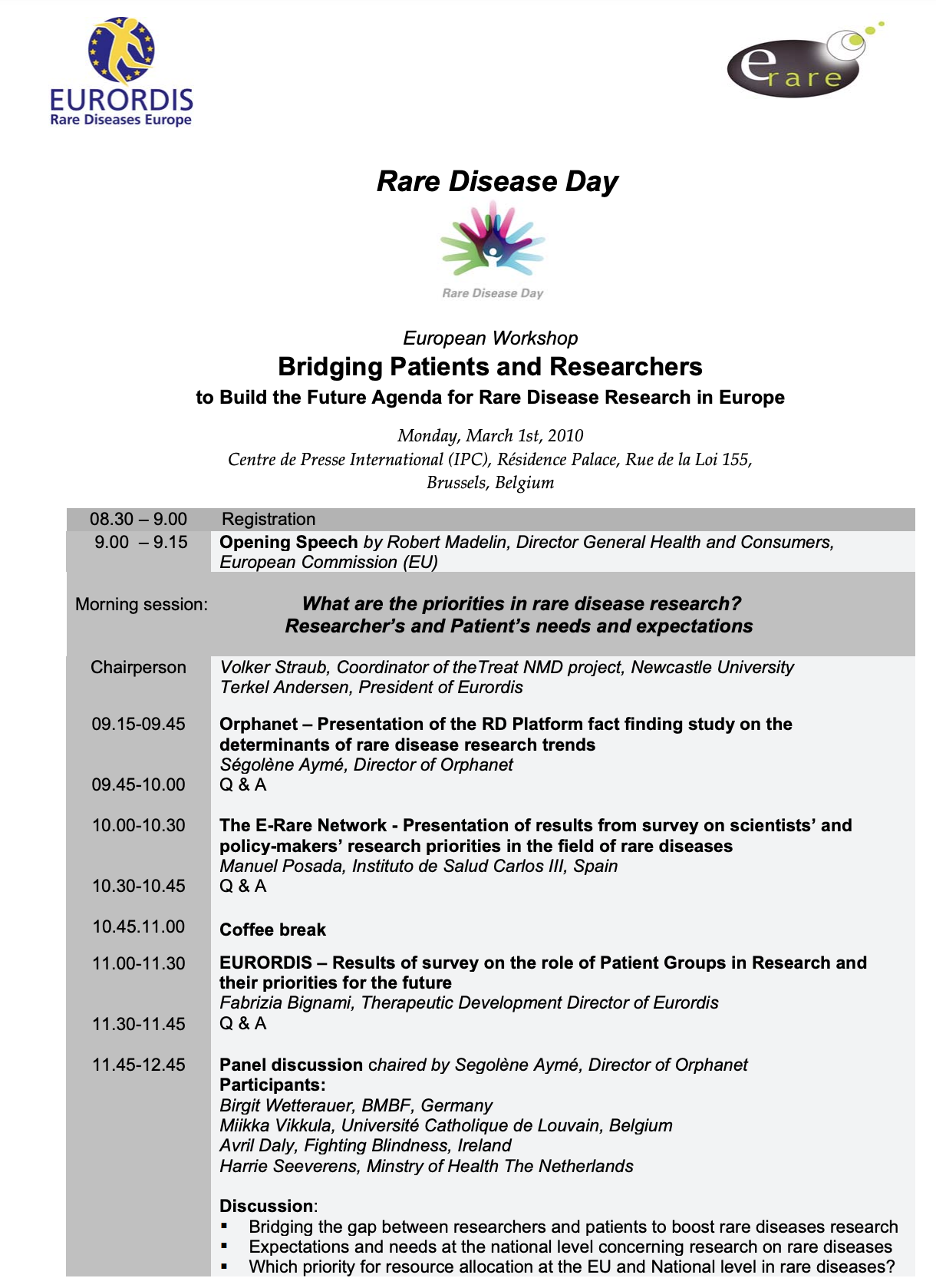 Programme: European Workshop on Rare Disease Research