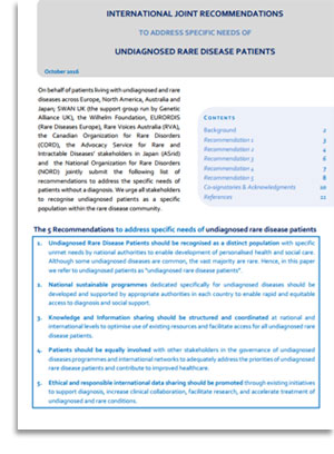 International Joint Recommendations to Address Specific Needs of Undiagnosed Rare Disease Patients