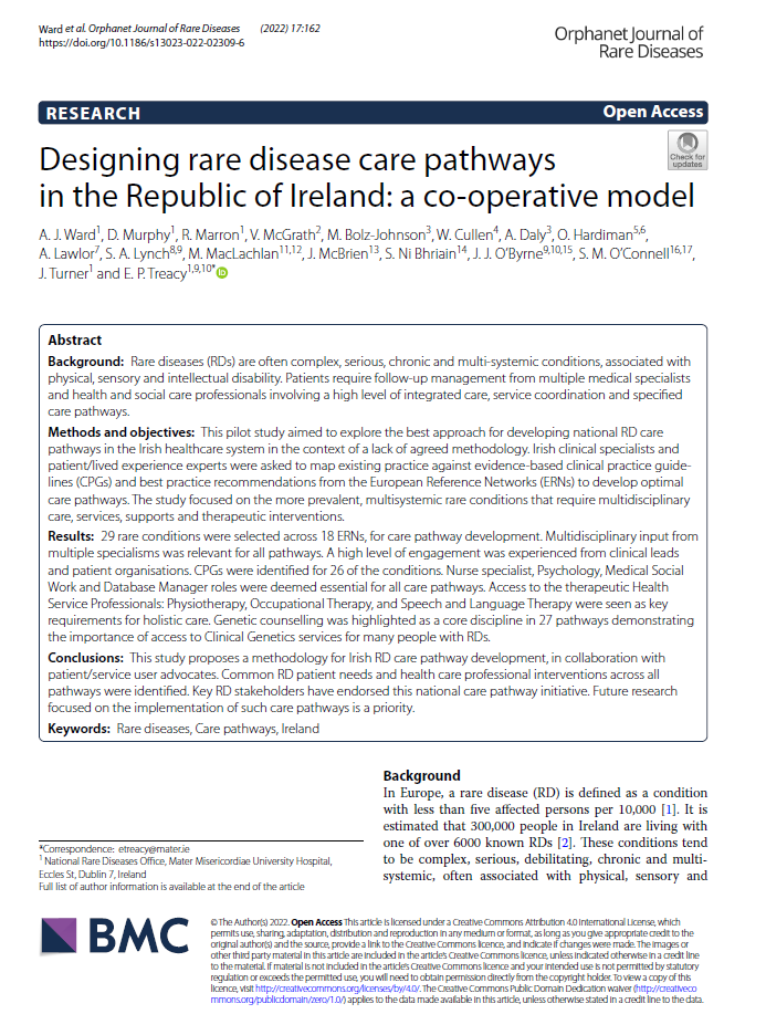 Designing rare disease care pathways in the Republic of Ireland: a co-operative model