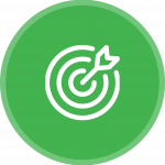 A green target with an arrow shot into the bullseye.
