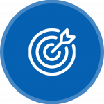 A blue target with an arrow shot into the bullseye.