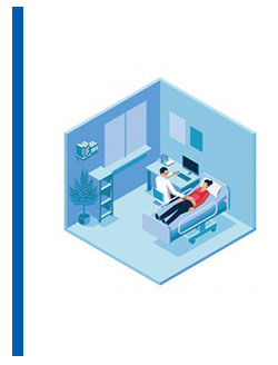 A patient lying on a hospital bed, being tended to by a doctor.