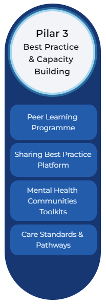 Pilar 3: Best Practice & Capacity Building - Peer Learning Programme - Sharing Best Practice Platform - Mental Health Communities Toolkits - Care Standards & Pathways