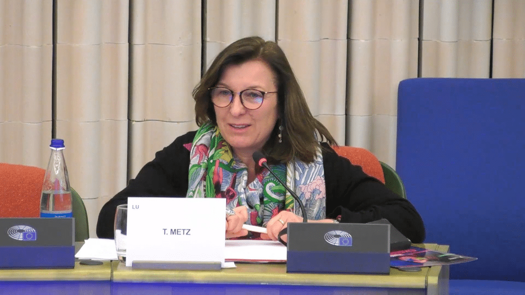 Tilly Metz MEP speaks at the European Parliament event in Strasbourg.