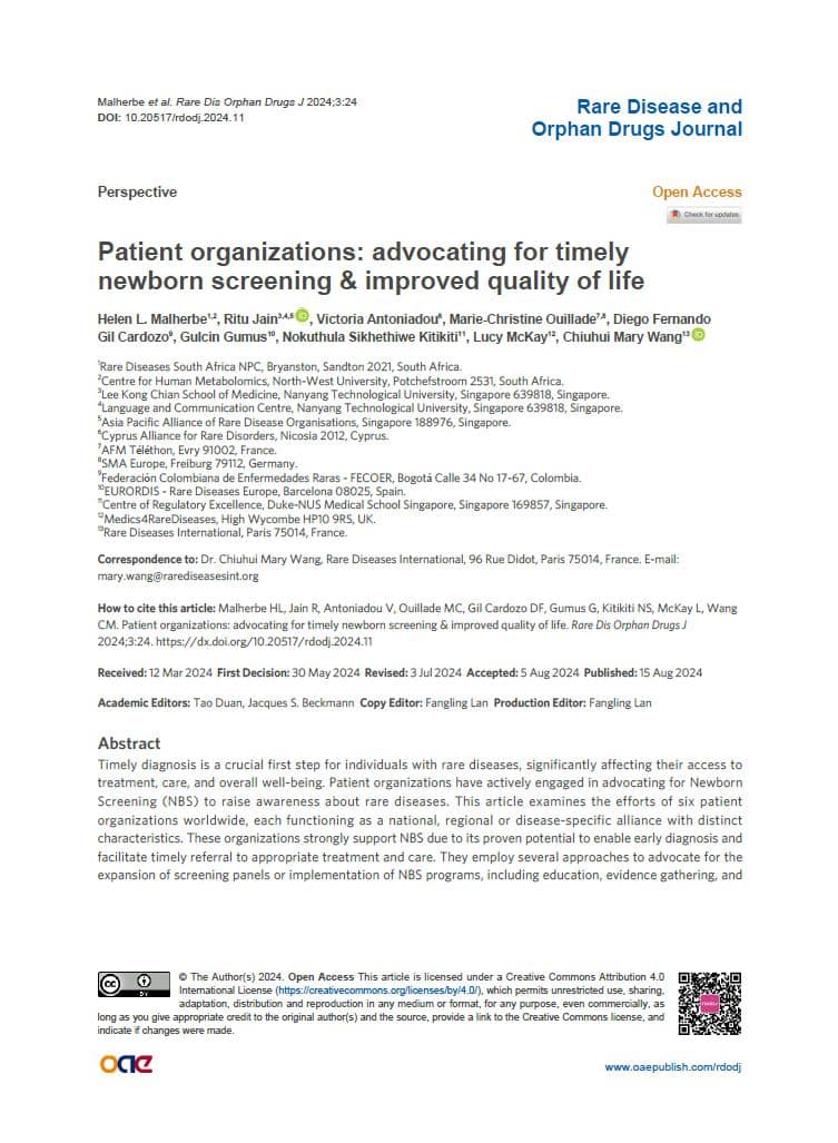 Patient Organizations: Advocating for Timely Newborn Screening & Improved Quality of Life