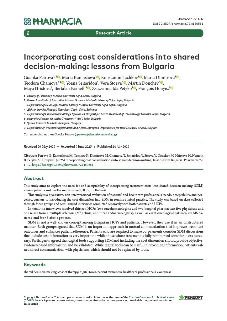 Incorporating cost considerations into shared decision-making: lessons from Bulgaria