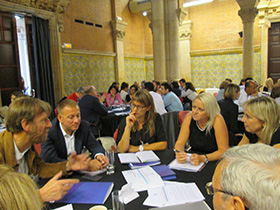 Discussion around a table at event