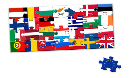 Jigsaw puzzle of EU flags